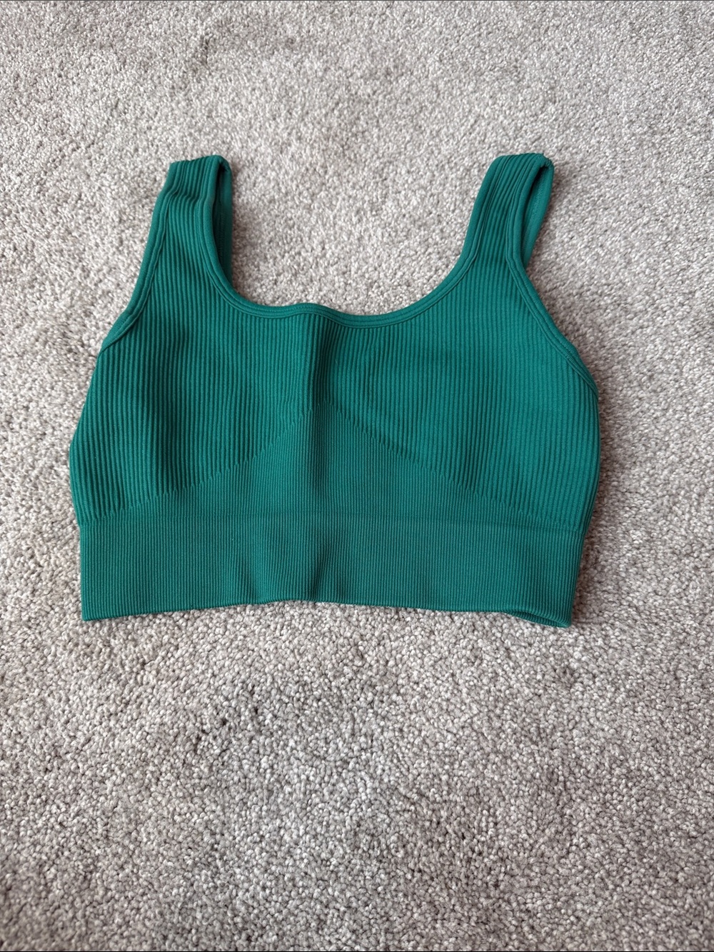 Amazon Green Ribbed Seamless Sports Bra